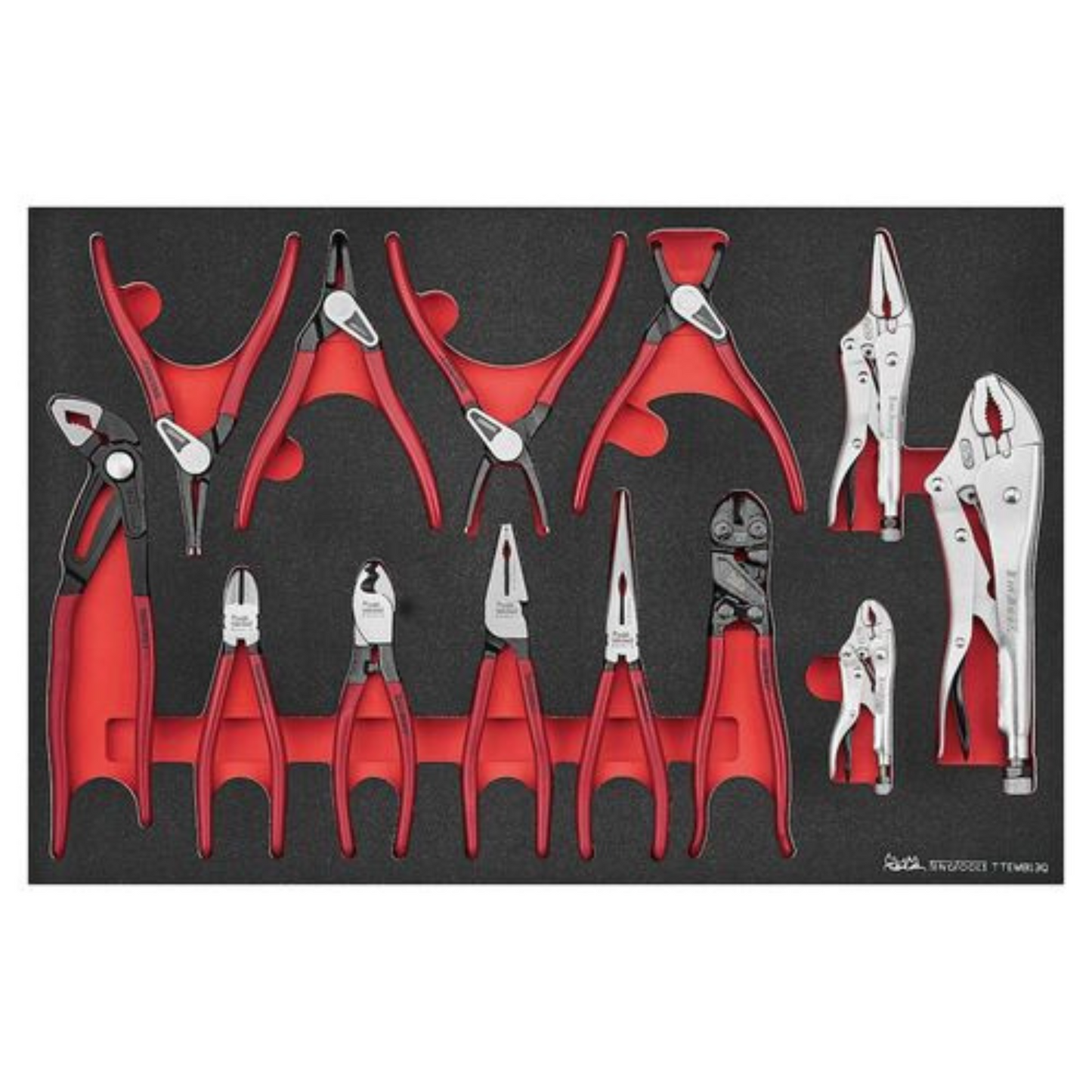 Juego de 13 alicates de corte lateral, cortador de cables, cortador de líneas, de punta larga, para anillos elásticos, junta deslizante, cortador de pernos y de bloqueo de espuma EVA de Teng Tools - TTEMB13Q