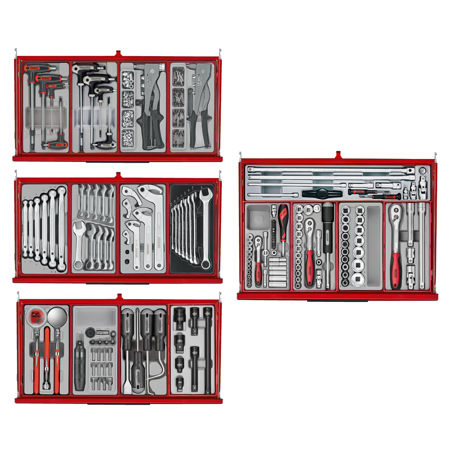 Teng Tools 1033 Piece PRO35 26 Inch Wide Red Mega Master Hand Tool Kit - TKS26R1033T