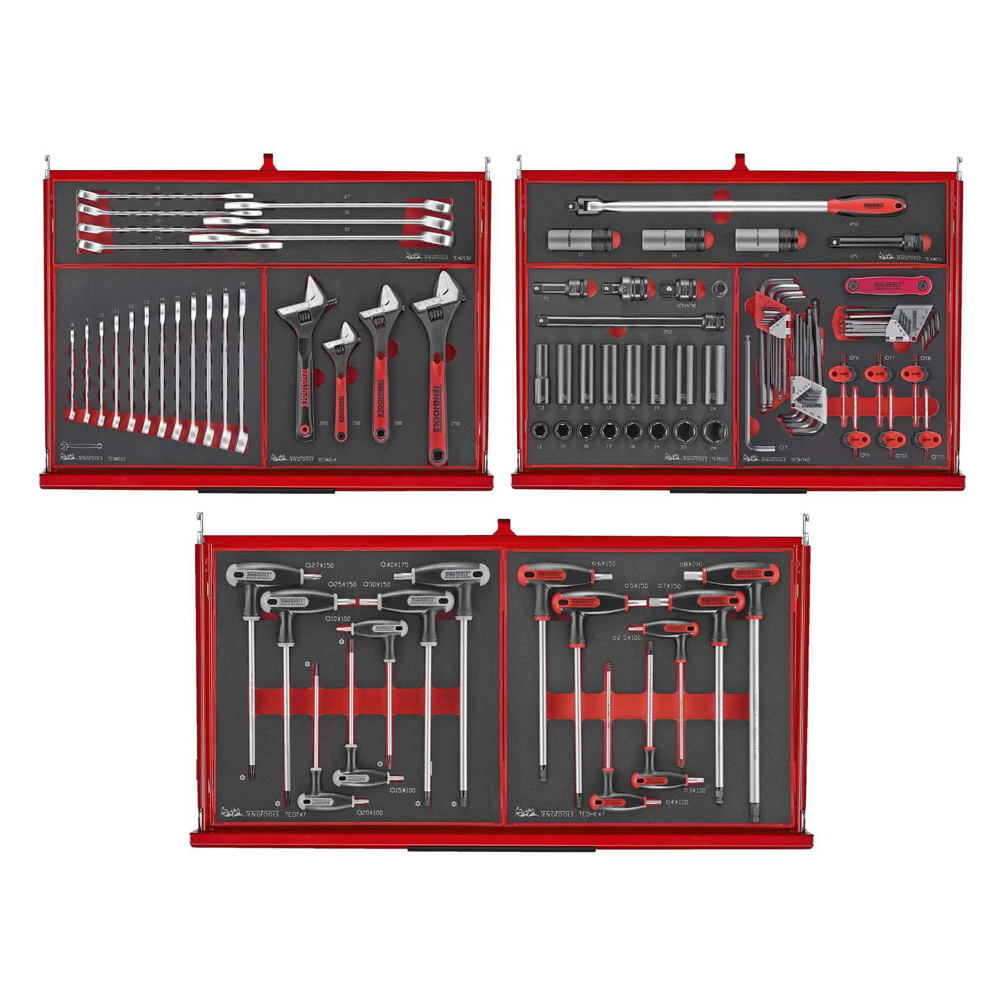 Teng Tools 418 Piece PRO35 26 Inch Wide Red EVA Foam Hand Tool Kit - TKS26R418F