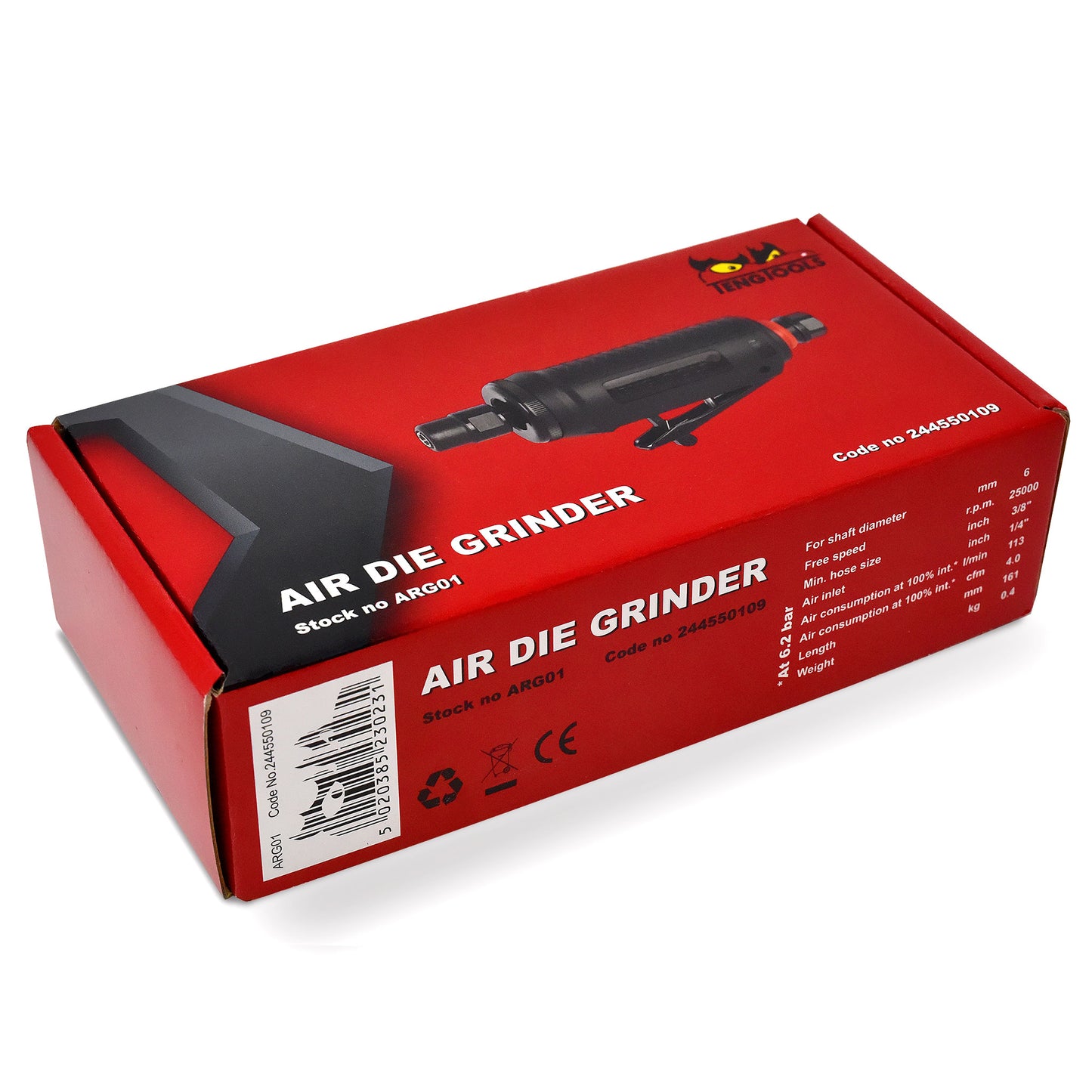 Teng Tools ARG01 - Mini amoladora neumática recta de aire compuesto de 25.000 RPM con silenciador