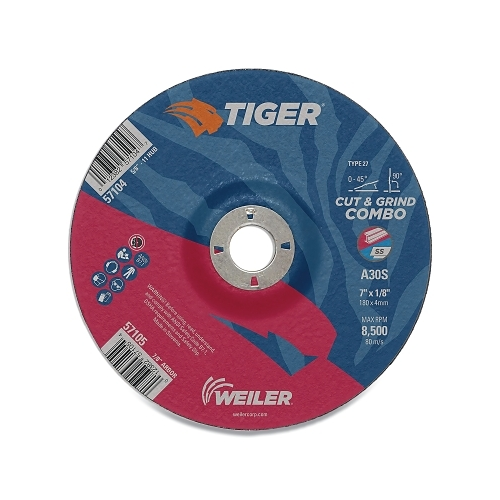 Weiler 57042 5" X 0.045" Tiger Type 27 Thin Cutting Wheel – Pack Of 10, A60T Grade - View #8