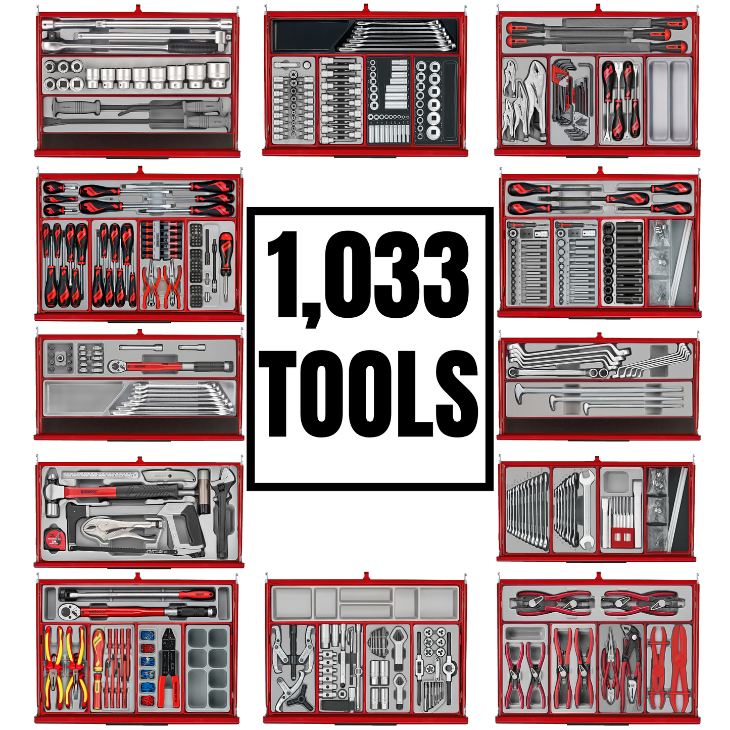 Teng Tools 1033 Piece Mega Master Tool Kit Bundle (No Storage) - TKS26R1033TOOLS