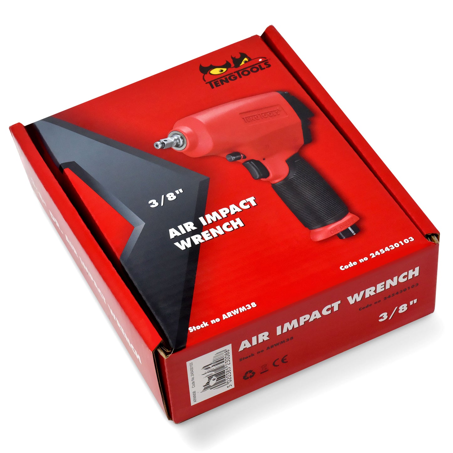 Teng Tools Pistola de llave de impacto de aire de aluminio de alto torque reversible con accionamiento cuadrado de 3/8 de pulgada - ARWM38