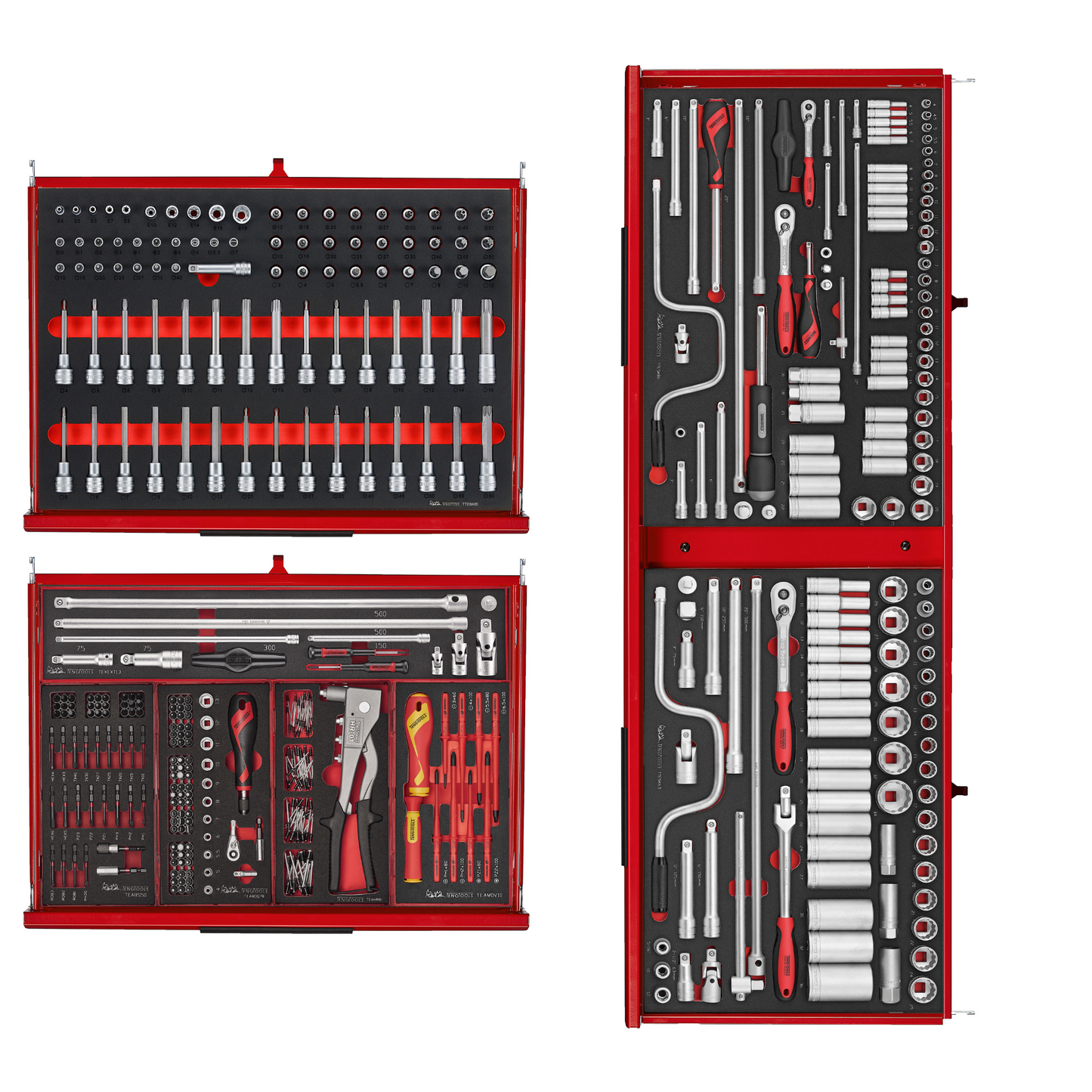 Teng Tools 1133 Piece PRO35 53 Inch Wide Ultimate EVA Foam Red Monster Mega Master Hand Tool Kit - TKS53R1133F
