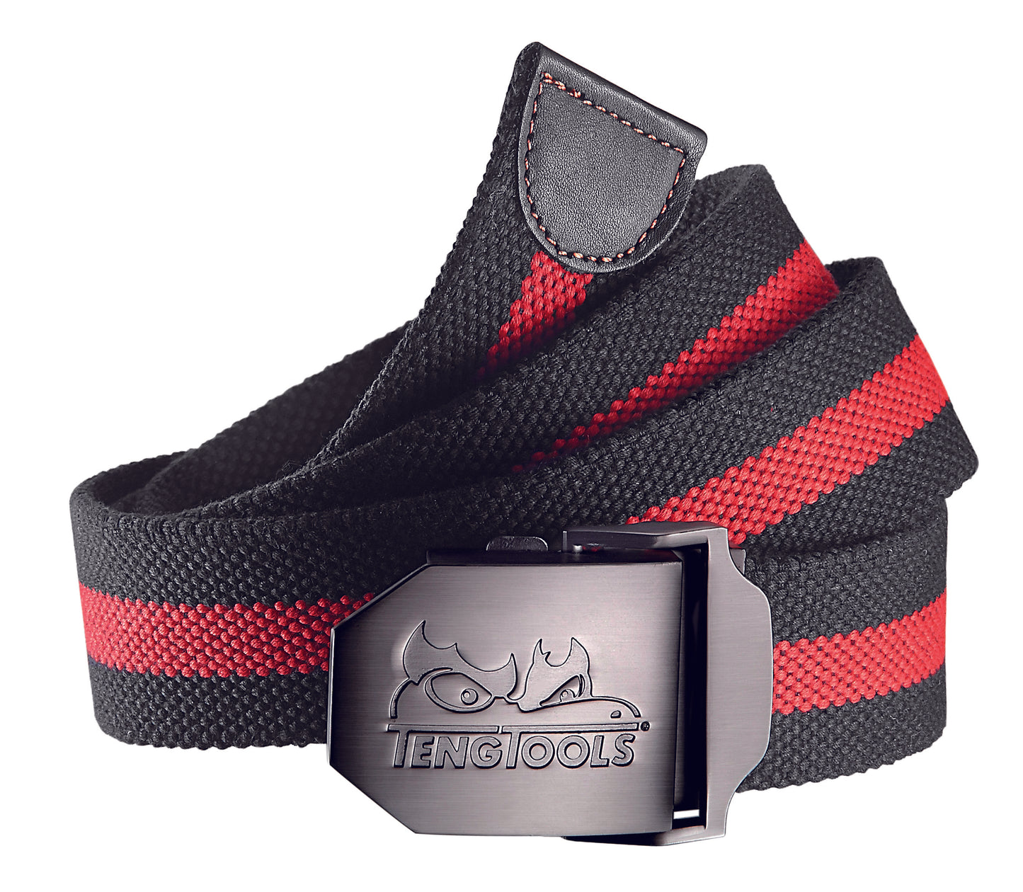 Teng Tools Ceinture textile classique décontractée réglable noire et rouge pour hommes avec boucle en métal - P-BET01