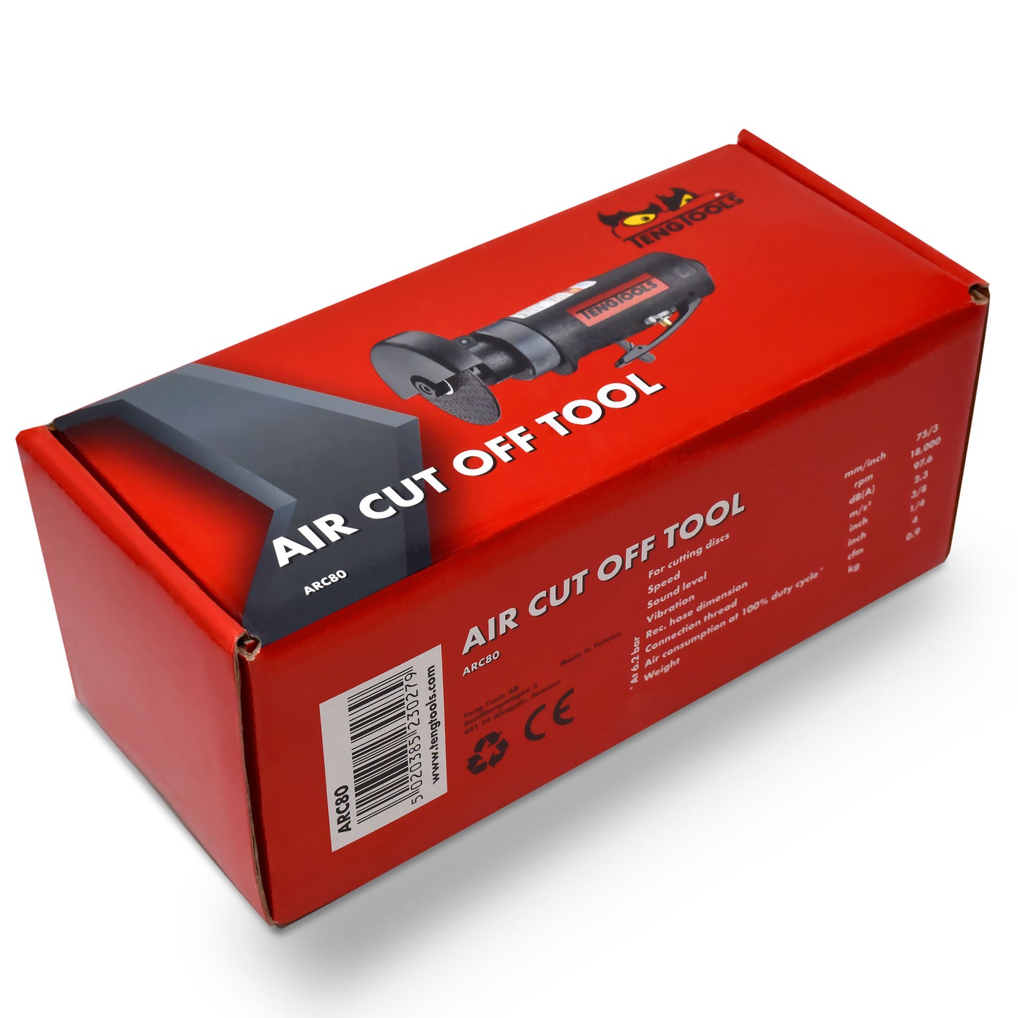 Teng Tools Herramienta de corte de aire neumática ergonómica reversible de alta velocidad con protector de seguridad - ARC80