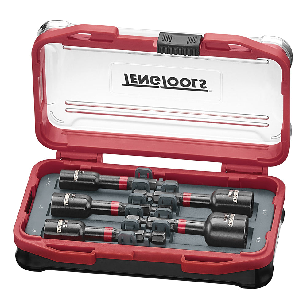 Teng Tools 5 pièces 1/4" Hex Drive 6 points métriques et SAE Impact Nut Setter Driver Set - TBNSI5