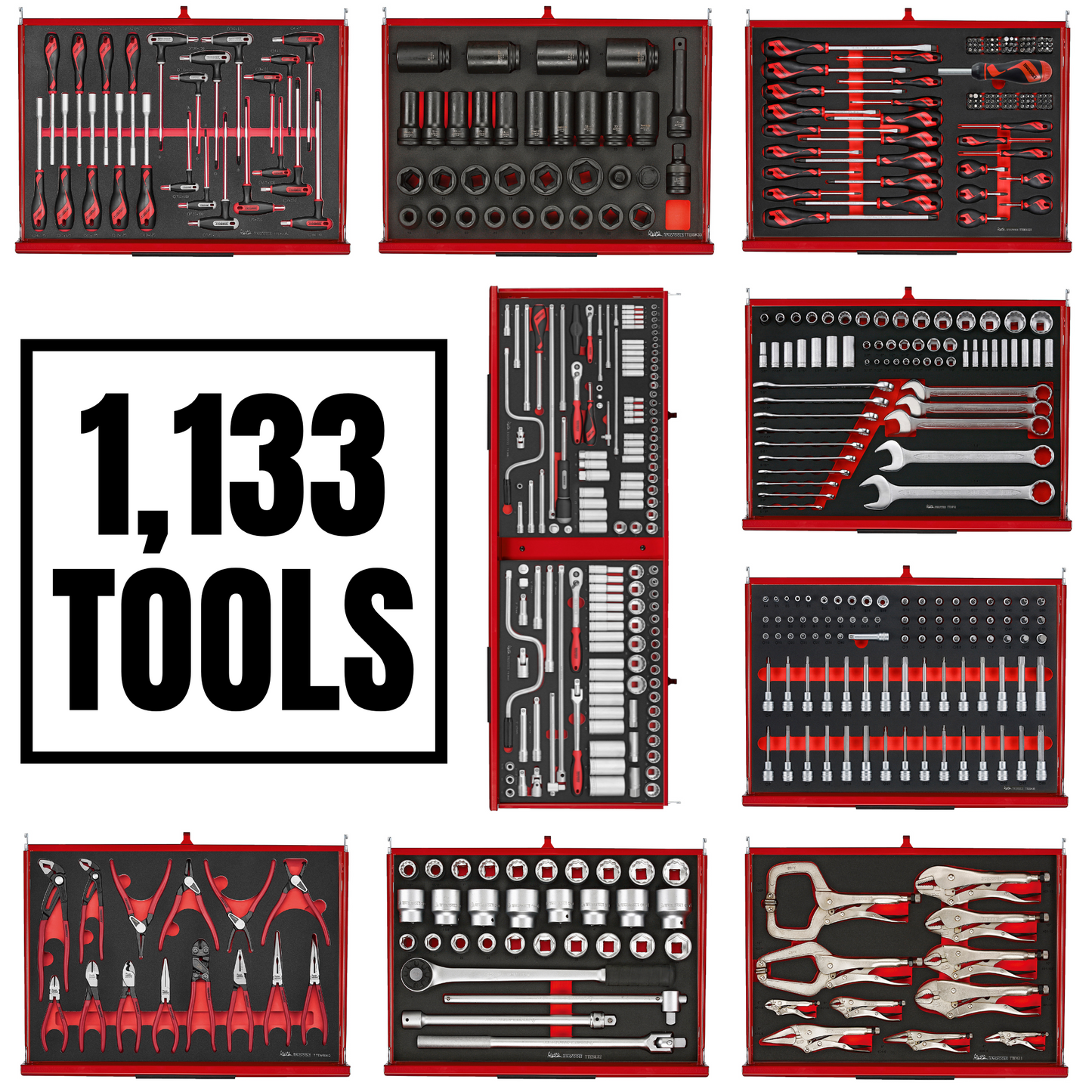 Teng Tools 1133 Piece Ultimate EVA Foam Monster Mega Master Tool Bundle (No Storage) - TKS53R1133TOOLS