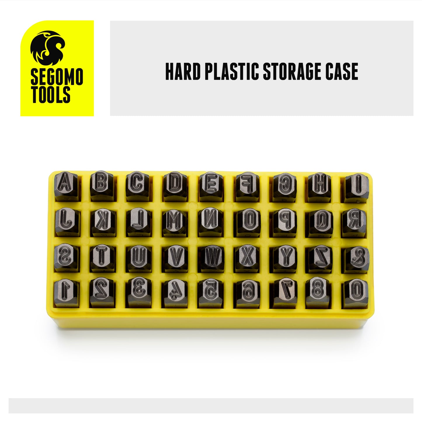 Segomo Tools 36 Piece 6MM 1/4 Inch (Letters: A-Z) (Numbers: 0-8) Professional Letter & Number Punch Stamp Set (For Leather, Wood, Copper, Brass, Aluminum, Mild Steel) - STAMPSET14