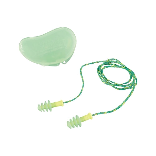 Howard Leight By Honeywell Fusion Multiple-Use Earplug, Thermoplastic Elastomer, Green, Corded - 100 per BX - FUS30SHP