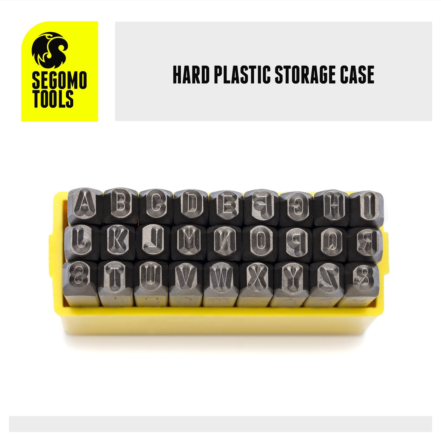 Segomo Tools Juego de sellos profesionales para punzonar letras, 27 piezas, 3 mm, 1/8 pulgadas (letras: AZ) (para cuero, madera, cobre, latón, aluminio, acero dulce) - LETTER18