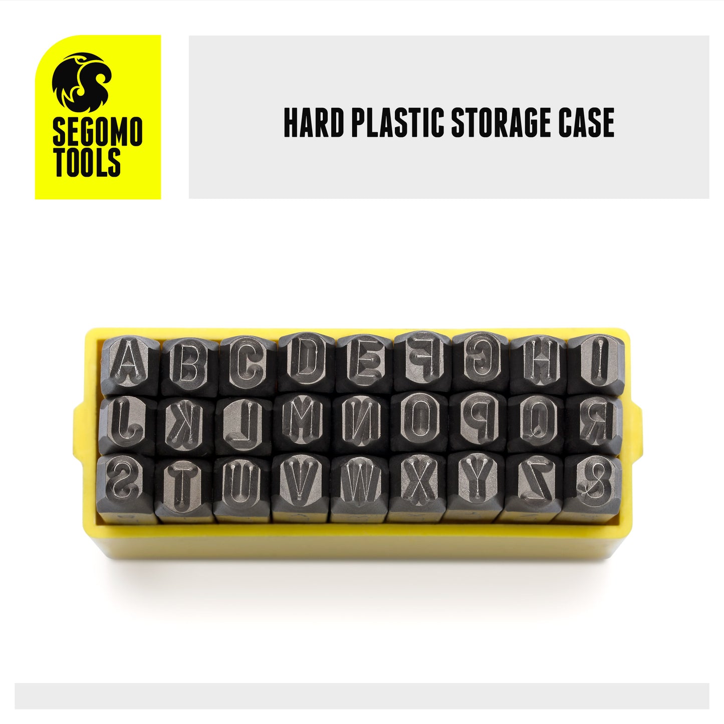 Segomo Tools LETTER316 Lot de 27 tampons de perforation professionnels 5 mm 3/16" (lettres : AZ) (pour cuir, bois, cuivre, laiton, aluminium, acier doux)