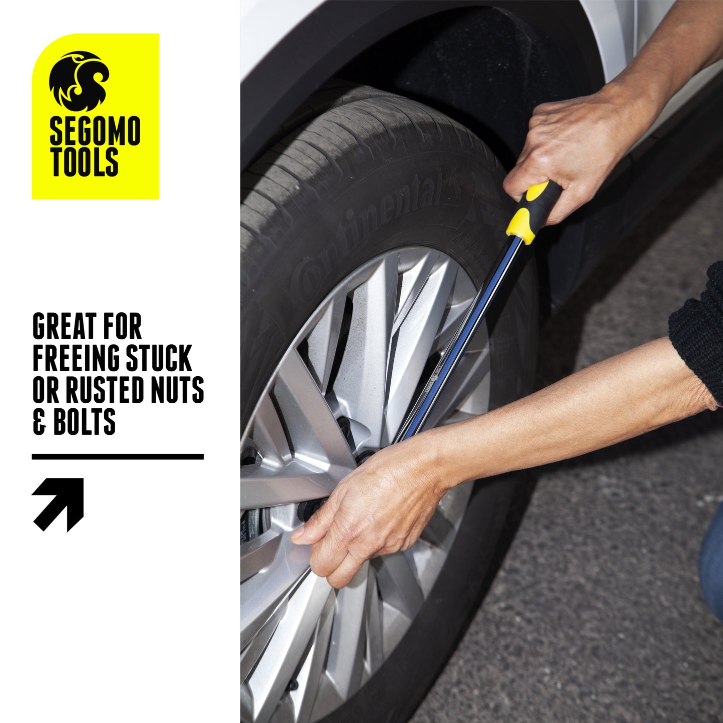 Segomo Tools Barre de disjoncteur en chrome vanadium à entraînement 1/2 pouce 17 pouces avec tête pivotante à 230 degrés en chrome molybdène - S1201