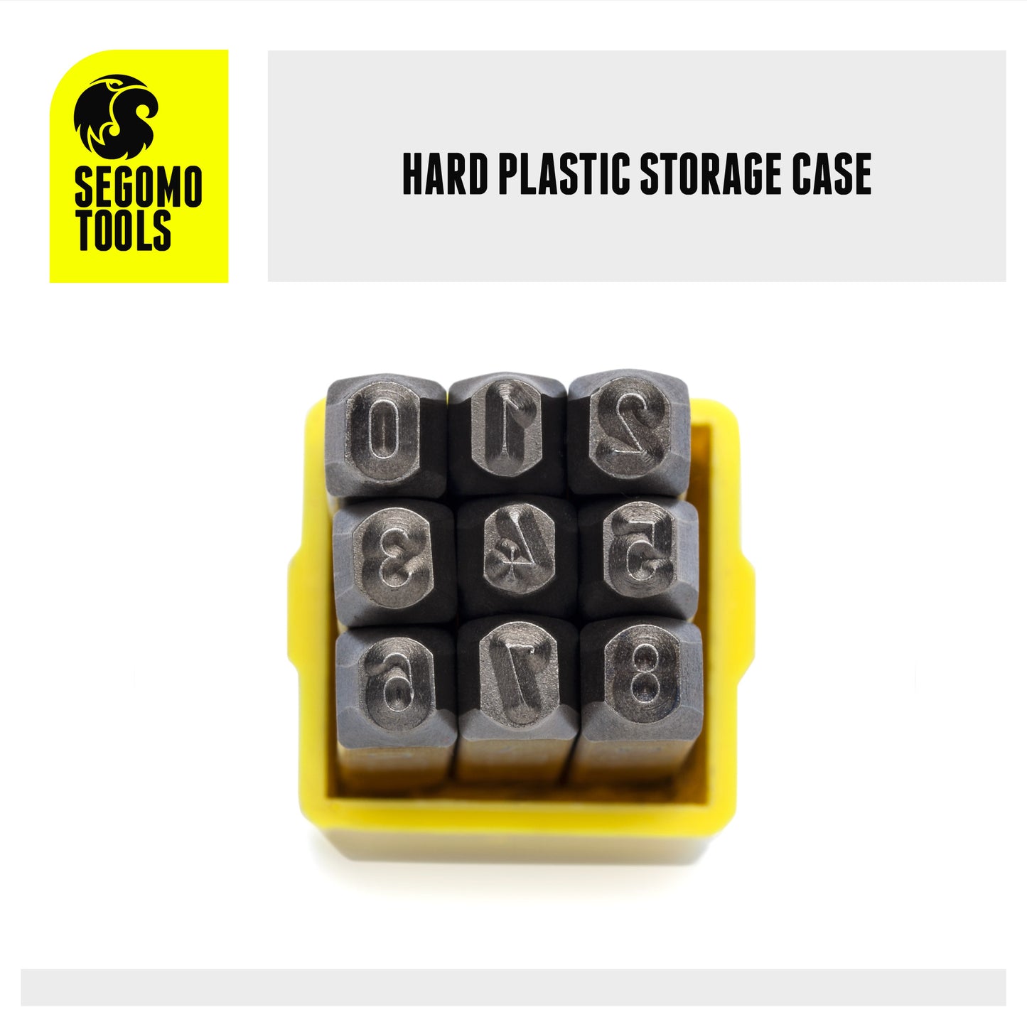 Segomo Tools Lot de 9 tampons de poinçonnage professionnels 3 mm 1/8" (tailles : 0-8) (pour cuir, bois, cuivre, laiton, aluminium, acier doux) – NUMBER18