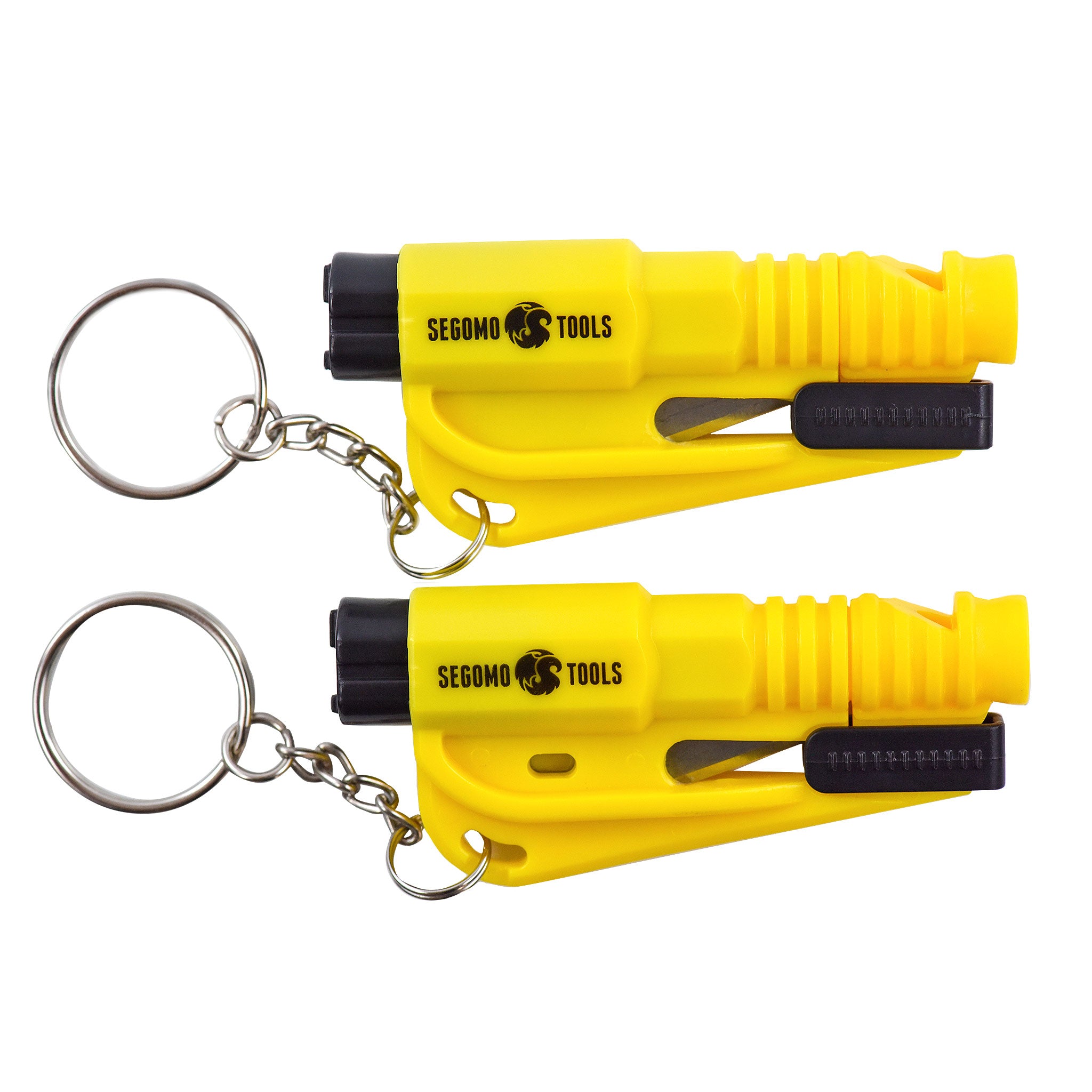 Segomo Tools 2 x Keychain Emergency Car Escape Tool Window Glass Breaker  and Seatbelt Cutter - EHKR2