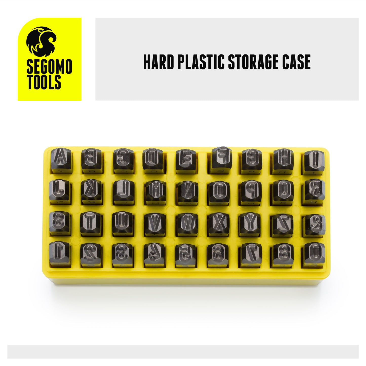 Segomo Tools 36 Piece 5MM 3/16 Inch (Letters: A-Z) (Numbers: 0-8) Professional Letter & Number Punch Stamp Set (For Leather, Wood, Copper, Brass, Aluminum, Mild Steel) - STAMPSET316