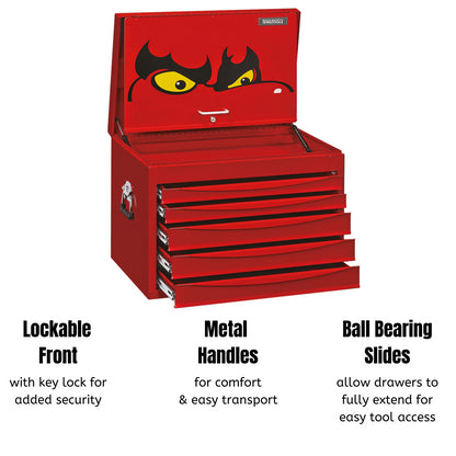 Teng Tools 5 Drawer Professional Steel Lockable Red SV Series Deep Top Box - TC805SV