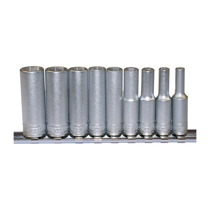 Teng Tools Juego de vasos métricos de 6 puntos y profundidad con accionamiento de 1/4 de pulgada, 9 piezas (4 mm - 13 mm) - M1407
