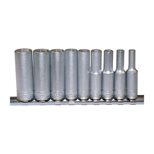 Teng Tools Juego de vasos métricos de 6 puntos y profundidad con accionamiento de 1/4 de pulgada, 9 piezas (4 mm - 13 mm) - M1407