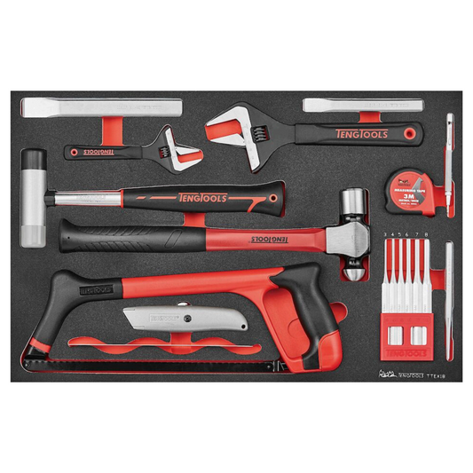 Juego de herramientas de espuma EVA para reparaciones y mantenimiento general de 18 piezas Teng Tools - TTEX18