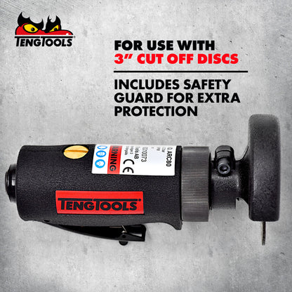 Teng Tools Herramienta de corte de aire neumática ergonómica reversible de alta velocidad con protector de seguridad - ARC80