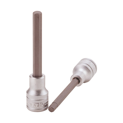 Teng Tools Juego de llaves de vaso con puntas hexagonales métricas de 6 piezas con accionamiento de 1/2 pulgada y 3,93 pulgadas de largo (5 mm - 12 mm) - M1211