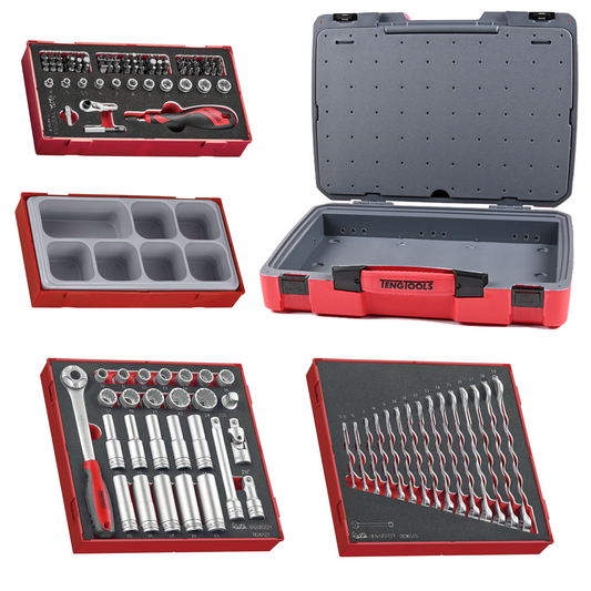 Teng Tools 120 Piece 1/2 Inch Drive Socket, Wrench & Bit Foam Kit - TC-6T-9