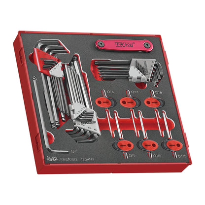 Teng Tools Juego de espuma de llaves Allen hexagonales y torx métricas y SAE de 42 piezas - TEDHT42
