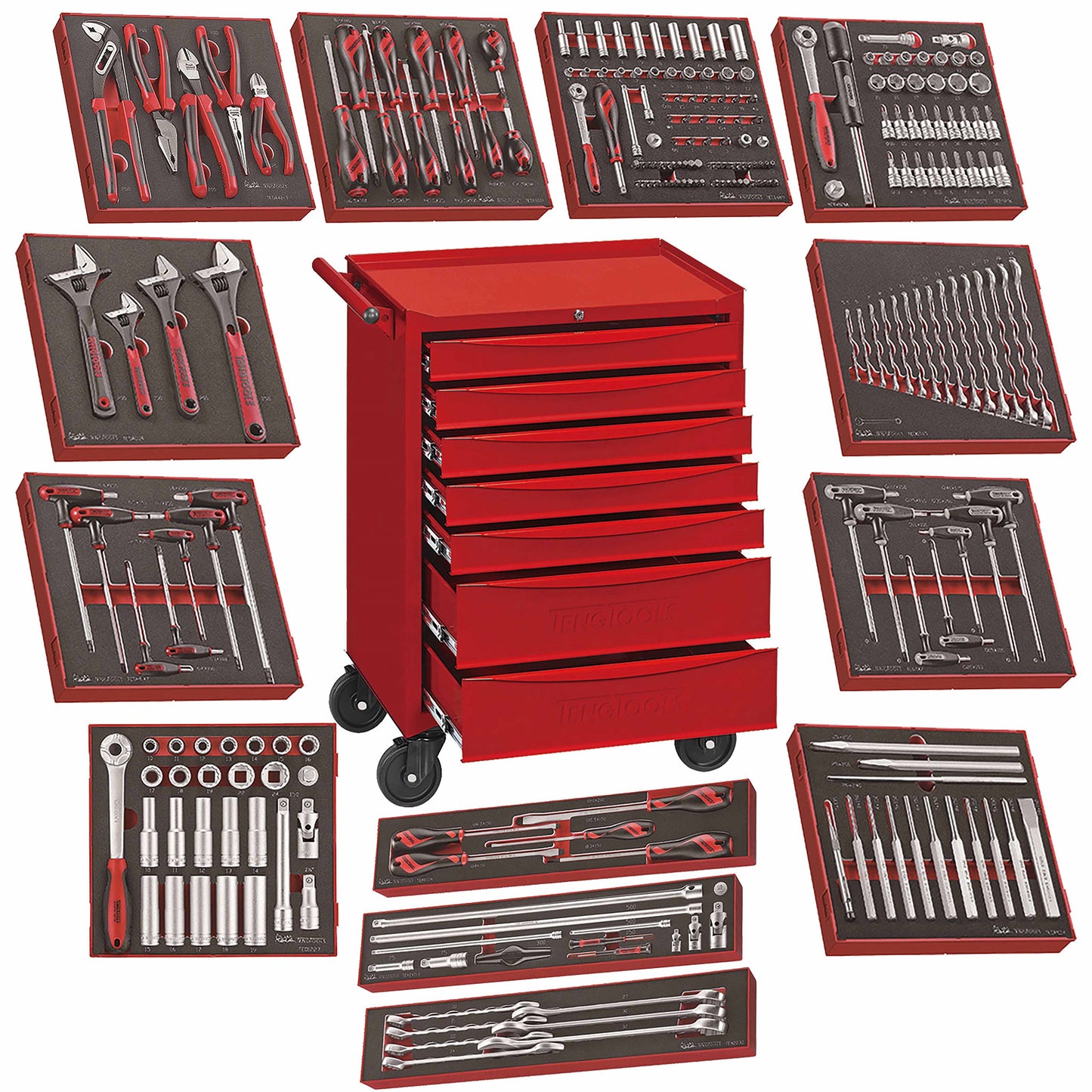 Teng Tools Kit completo de herramientas manuales generales de espuma EVA mixta de 240 piezas (Mega paquete 2) - TCW707EV-KIT3 