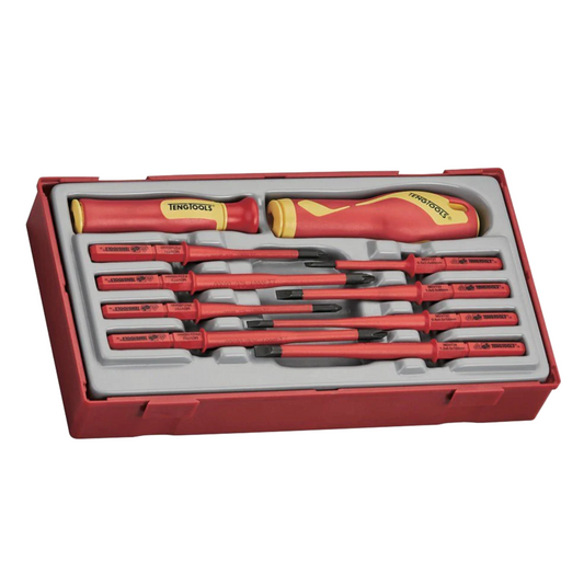 Teng Tools Juego de destornilladores de hoja intercambiables, Phillips (PH) y Pozidriv (PZ), ranurados, de 1000 voltios, 10 piezas | Herramientas para electricistas | Herramientas aisladas | Herramientas eléctricas - TTV710N
