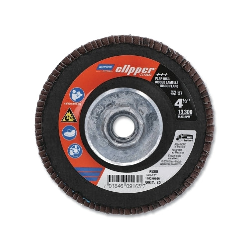 Norton Clipper® Classic R860 Flap Disc, 4-1/2 Inches Dia, P80 Grit, 5/8 Inches -11 Arbor, 13300 Rpm - 5 per CA - 70184609165