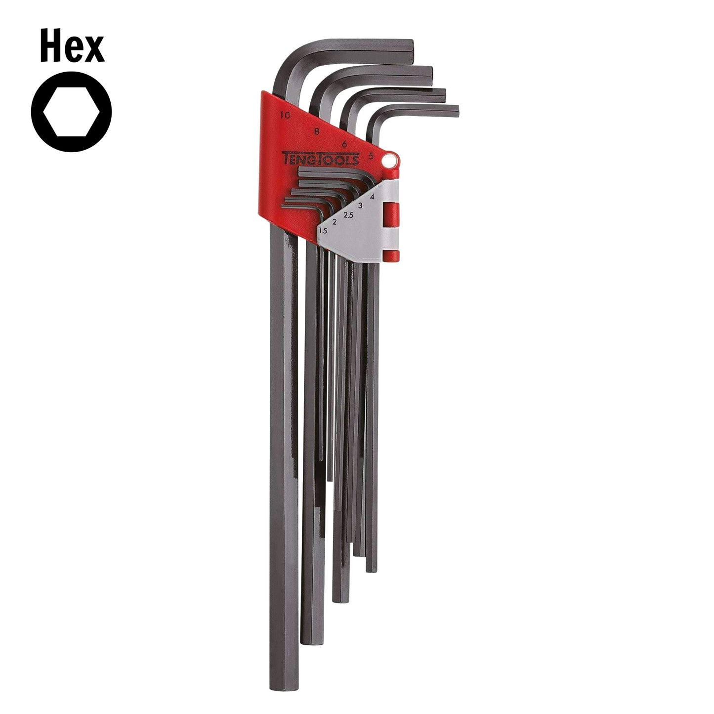 Teng Tools - Jeu de 9 clés hexagonales / clés Allen métriques noires extra longues (1,5 mm - 10 mm) - 1479MMRL