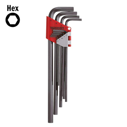 Teng Tools 9 Piece Extra Long Black Metric Hex Key / Allen Wrench Set (1.5mm - 10mm) - 1479MMRL