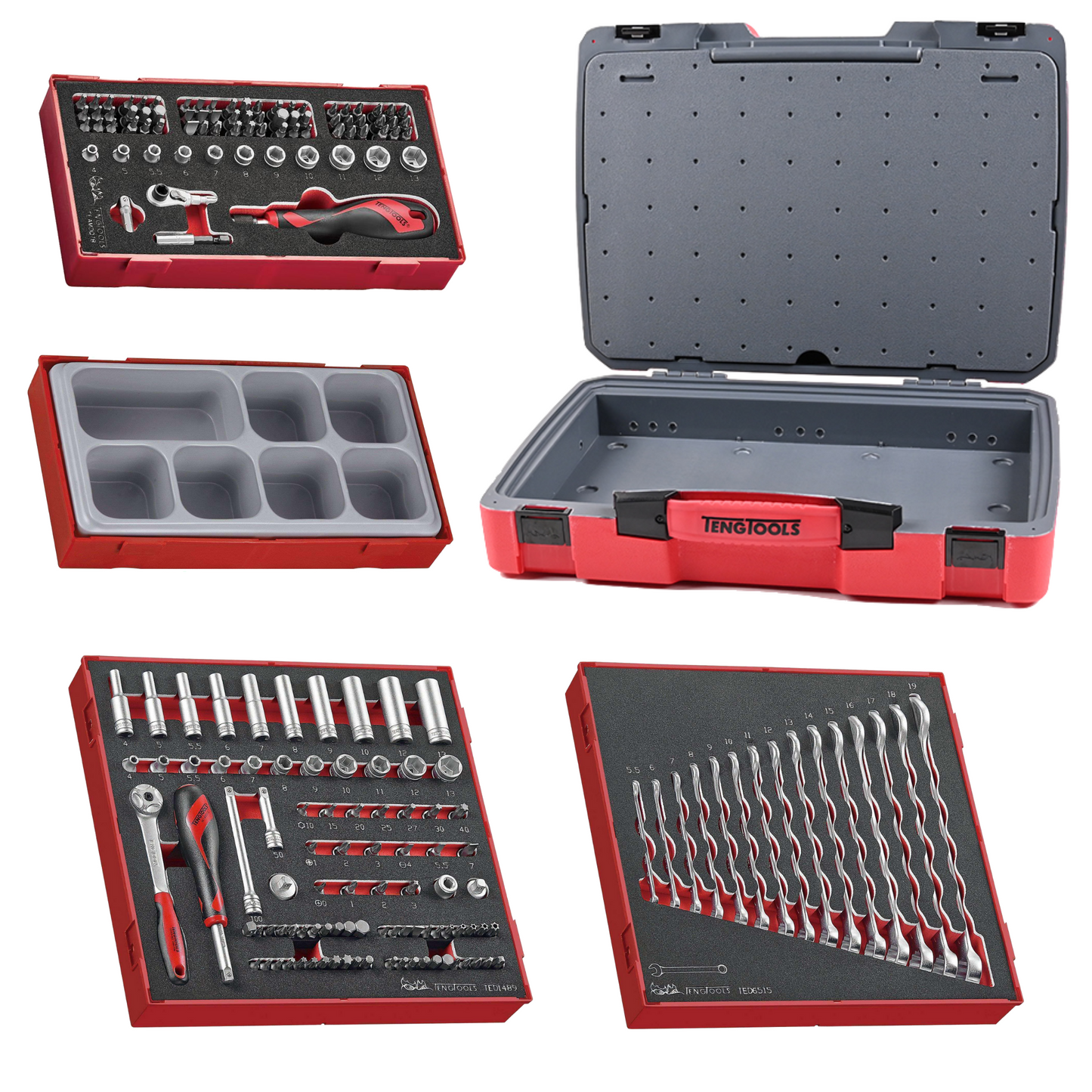 Teng Tools 182 Piece 1/4 Inch Drive Socket, Wrench & Bit Foam Kit - TC-6T-7