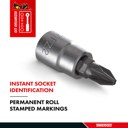 Dado Pozidriv Pozi PZ de cromo vanadio de 1/4 de pulgada Teng Tools PZ3 | Herramienta mecánica | Herramienta manual - M141603-C