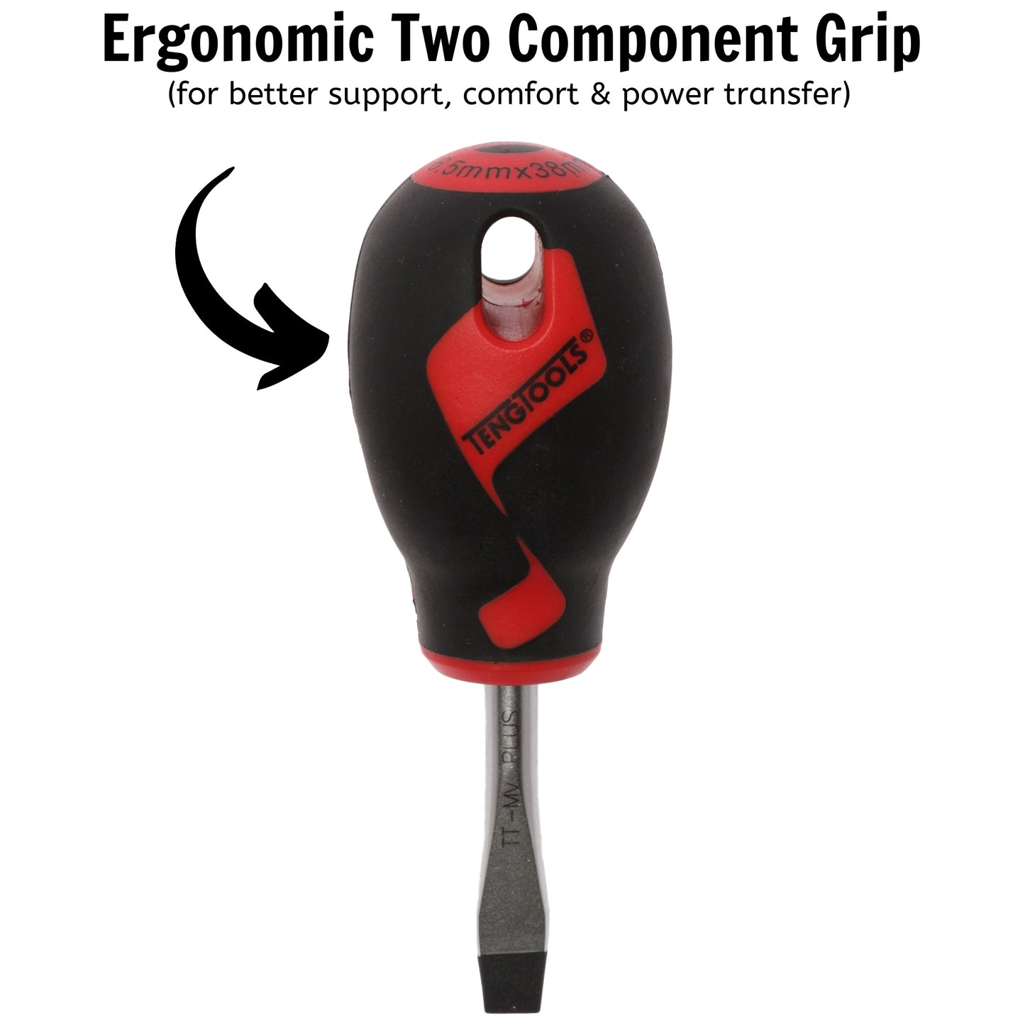 Teng Tools Destornillador de cabeza ranurada de tipo plano de 6,5 mm / 1/4 pulgadas x 38 mm / 1,5 pulgadas de largo - MD928N 