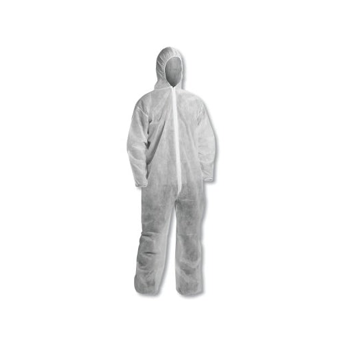 Kleenguard Kga10 Lightweight Coverall, Hooded, Zip Front, Elastic Wrist And Ankle, White - 1 per CA