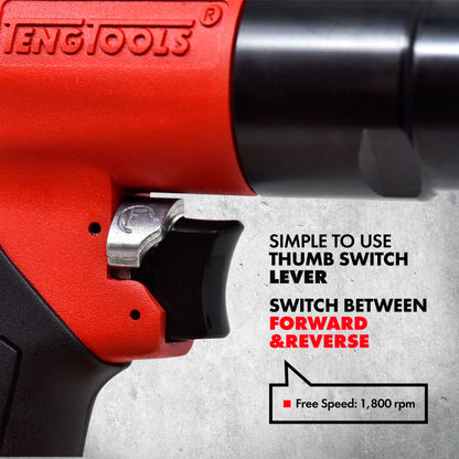 Teng Tools Estilo pistola Portabrocas de 10 mm 1800 RPM Taladro neumático reversible para mano izquierda y derecha - ARD10