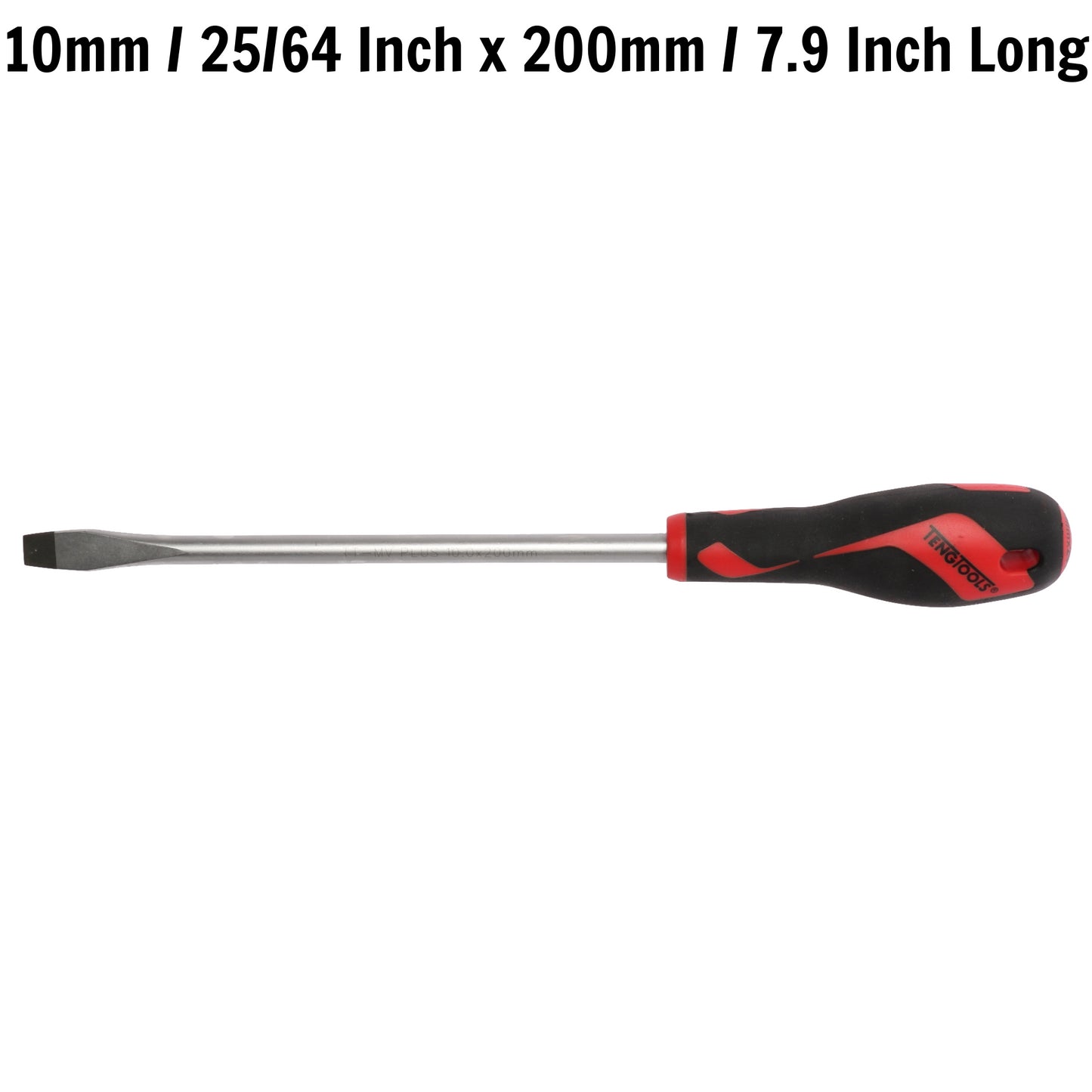 Teng Tools Destornillador de cabeza ranurada de tipo plano de 10 mm / 25/64 pulgadas x 200 mm / 7,9 pulgadas de largo - MD930N 