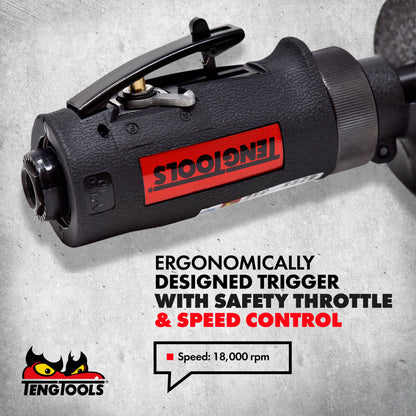 Teng Tools Herramienta de corte de aire neumática ergonómica reversible de alta velocidad con protector de seguridad - ARC80