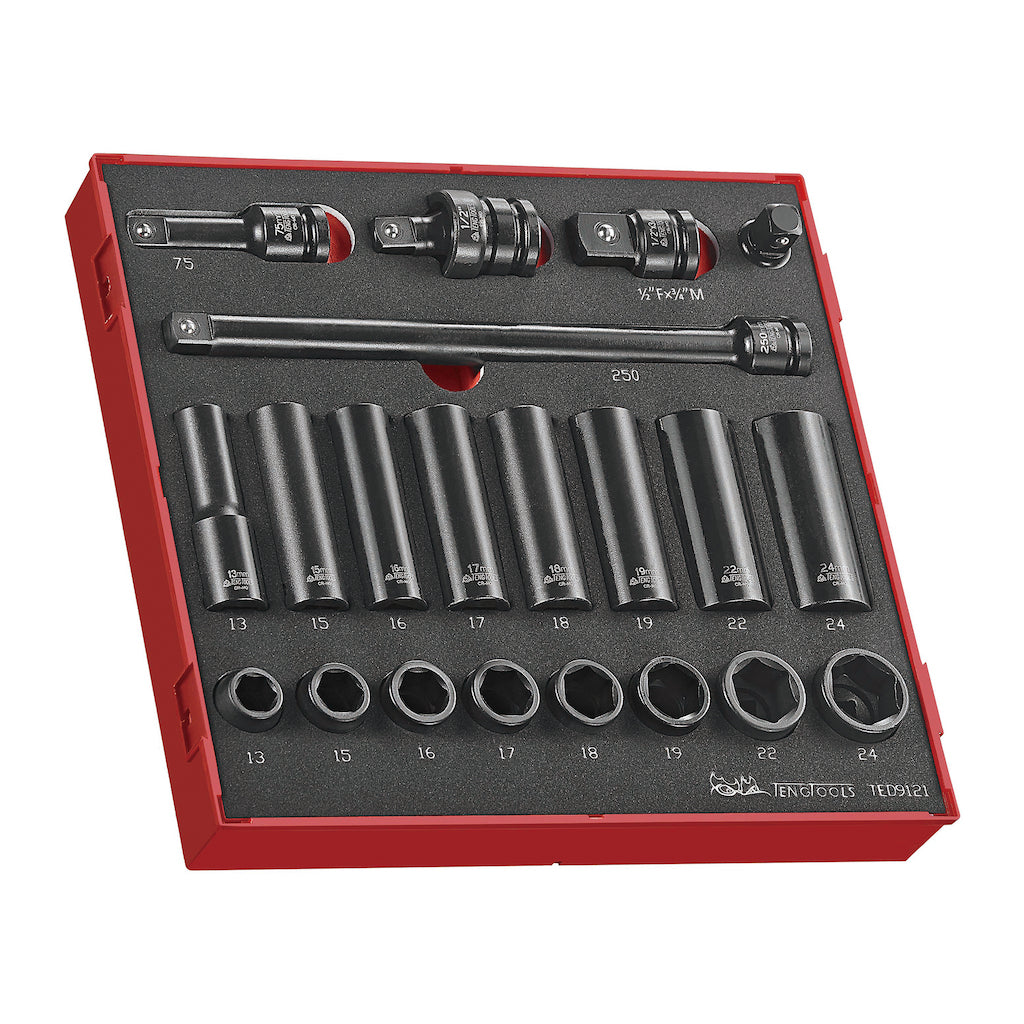 Teng Tools TC-6T-19 - Juego de espuma para vasos de impacto, torsión y brocas de 166 piezas 