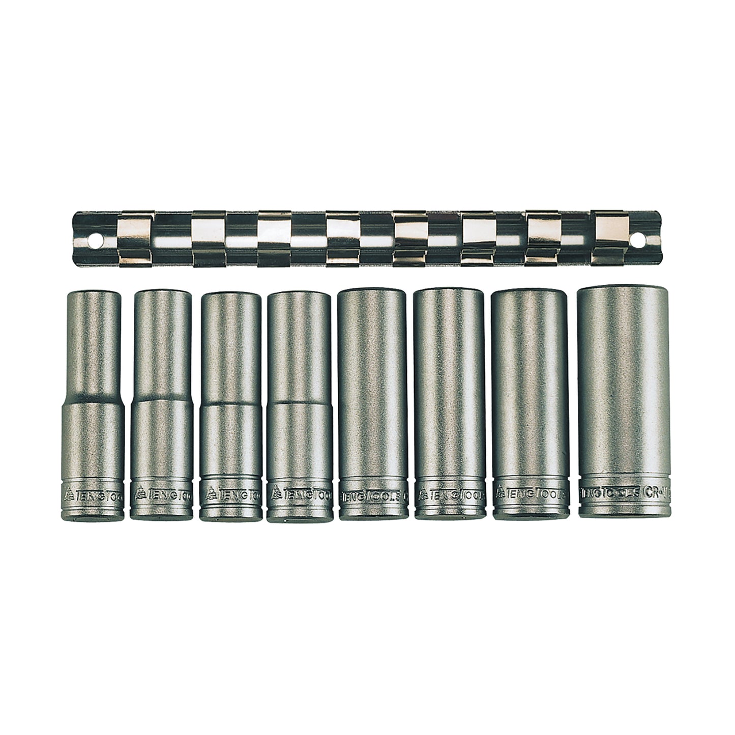 Teng Tools Juego de dados métricos de 6 puntos y 8 piezas de profundidad con accionamiento de 1/2 pulgada - M1208-6