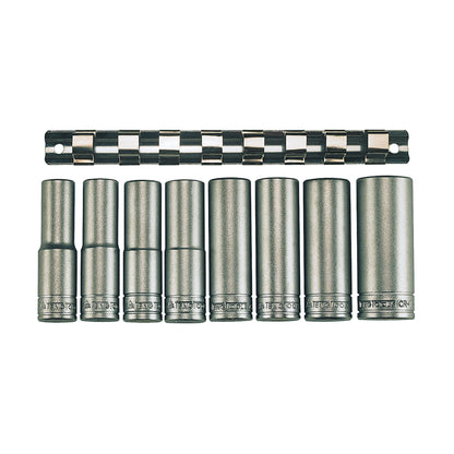 Teng Tools Juego de dados métricos de 6 puntos y 8 piezas de profundidad con accionamiento de 1/2 pulgada - M1208-6