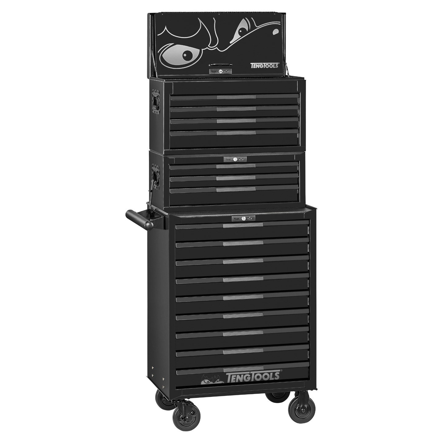 Teng Tools 26 Inch Wide 16 Drawer PRO35 Heavy Duty Black Stack Tool Storage Box - TSS26B16