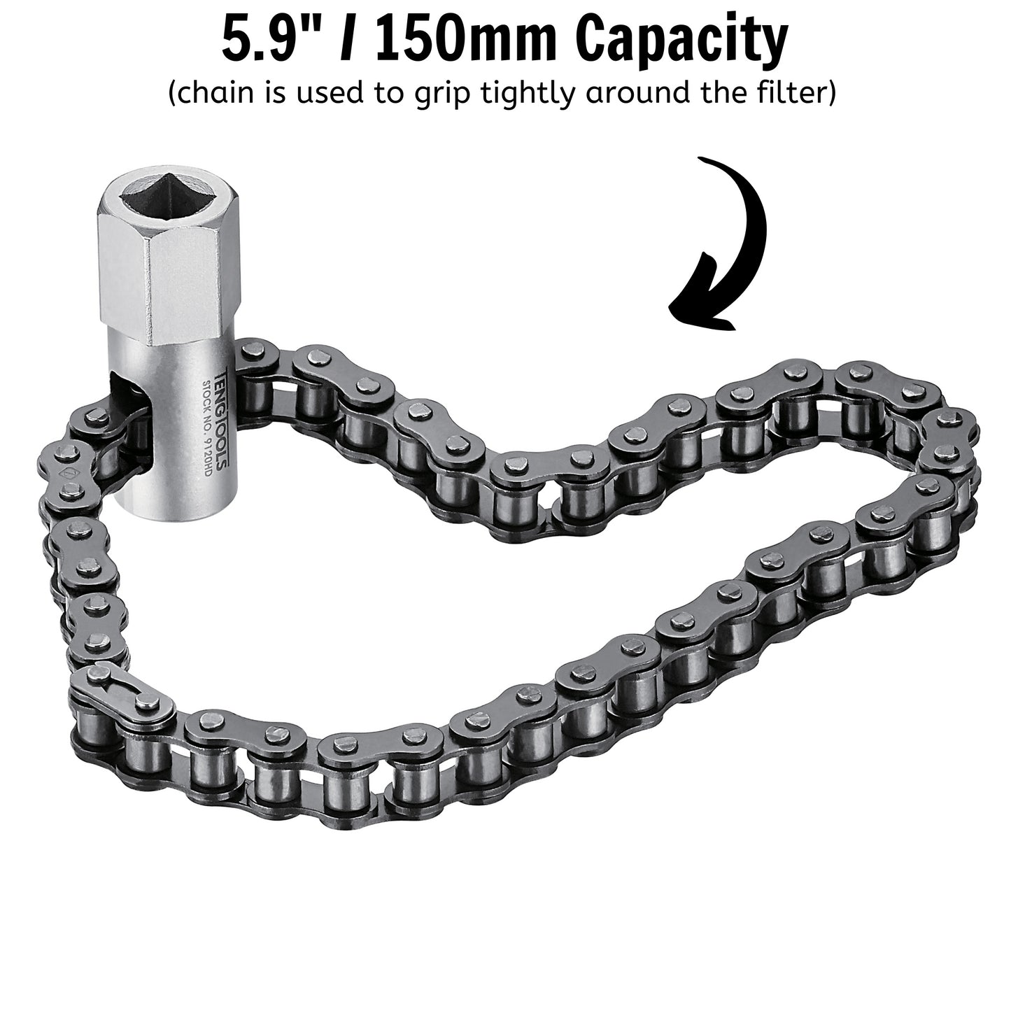 Teng Tools Outil de clé de retrait de filtre à huile robuste à entraînement de 1/2 pouce - 9120HD