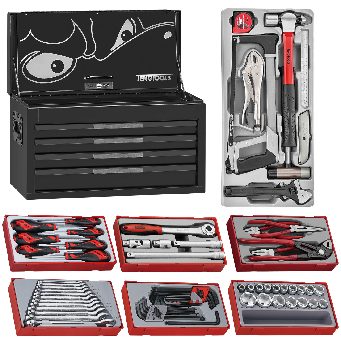Teng Tools 137 Piece PRO35 26 Inch Wide Black Starter Tool Kit - TKT26B137T