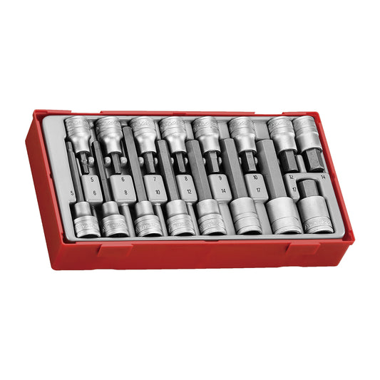 Teng Tools TTHEX16 - Juego de llaves de vaso con puntas hexagonales, 16 piezas, 1/2 pulgada
