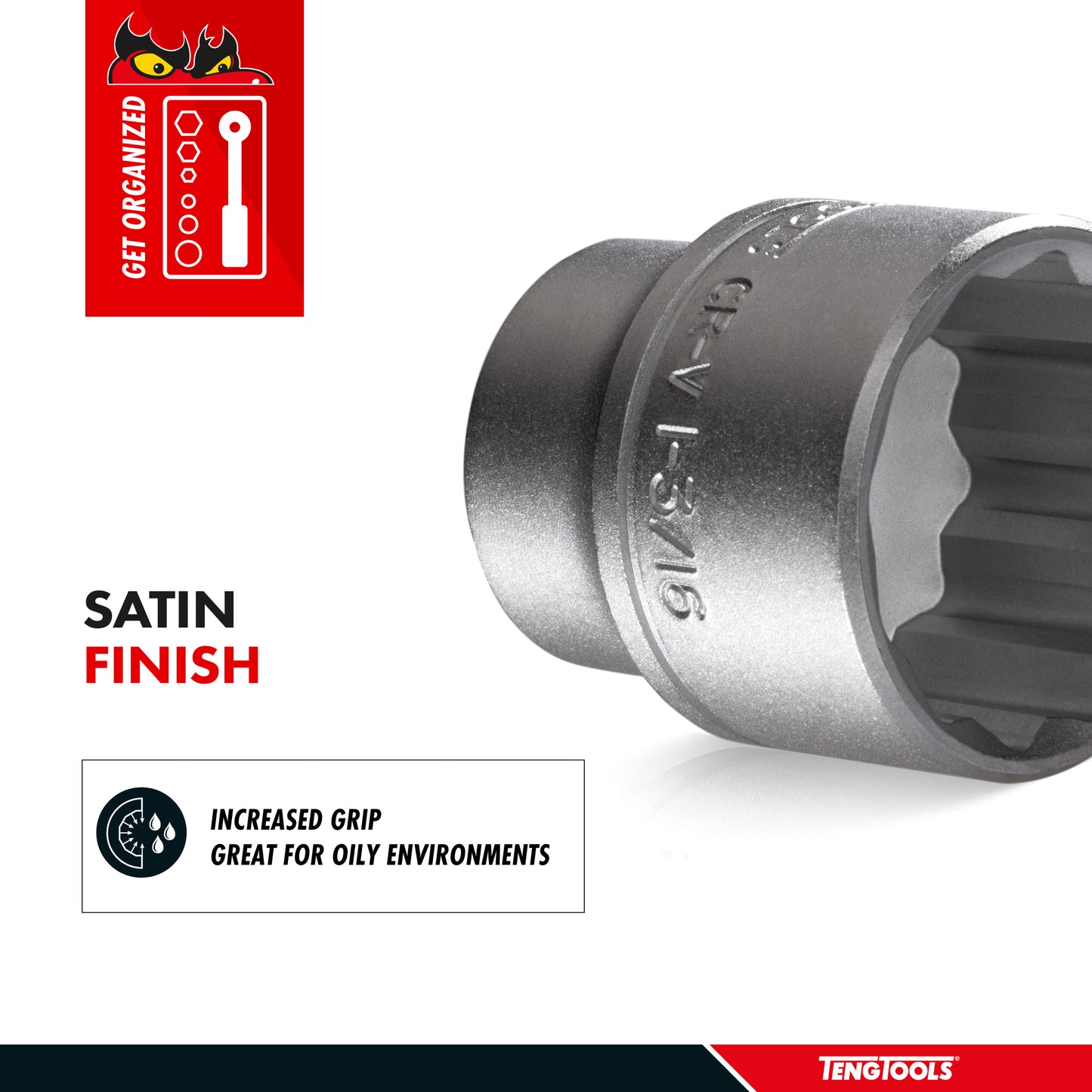 Douille peu profonde en chrome vanadium 25/32 po SAE 12 pans 1/2 po Teng Tools | Outil mécanique | Outil à main - M120125-C