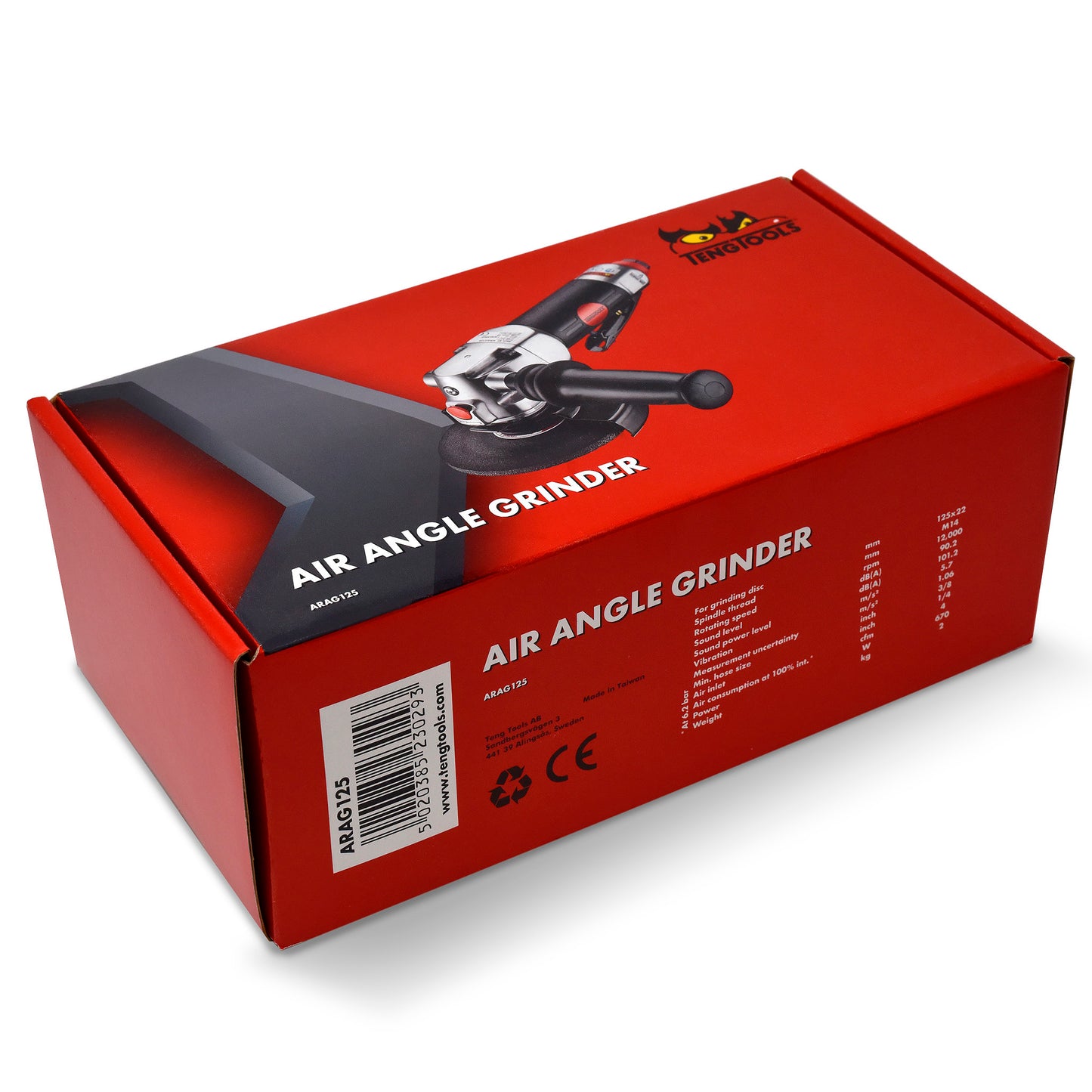 Teng Tools Outil de meuleuse d'angle pneumatique réglable 12 000 tr/min (pour roues de 5 pouces) - ARAG125