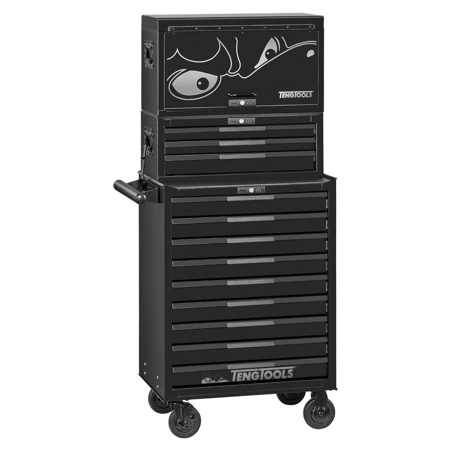 Teng Tools 26 Inch Wide 16 Drawer PRO35 Heavy Duty Black Stack Tool Storage Box - TSS26B16